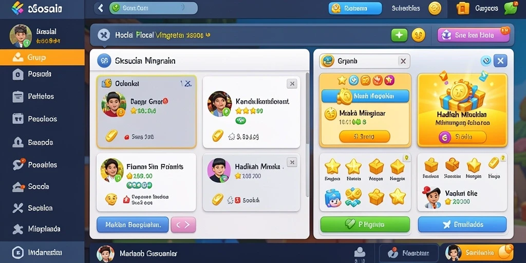 Fitur interaktif yang menghubungkan pemain satu sama lain.